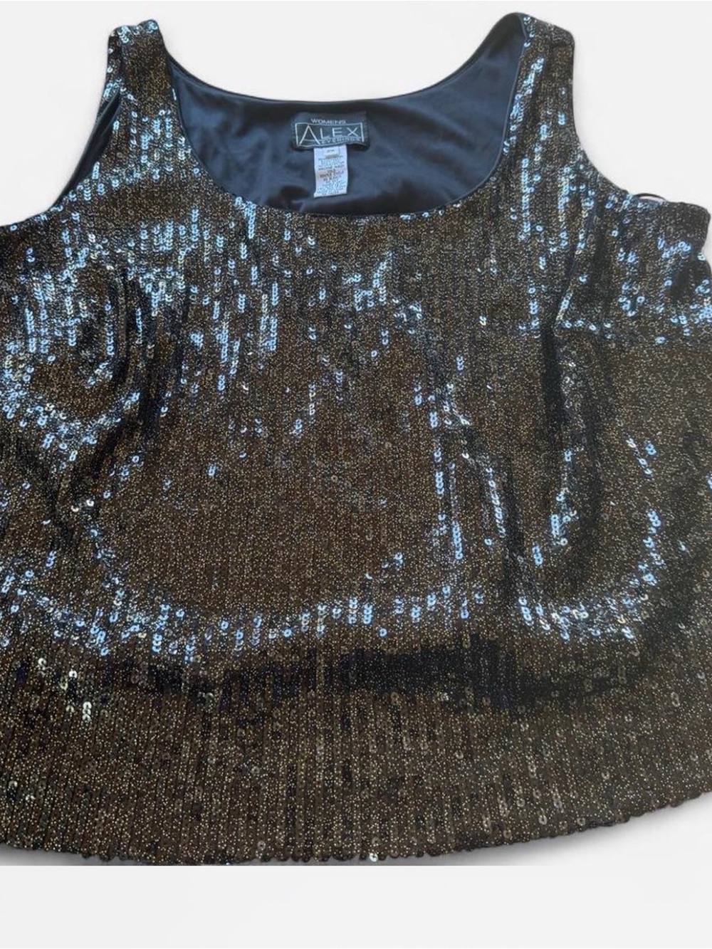 Alex Evenings Brown Copper Sequin Scoop Neck Tank Top